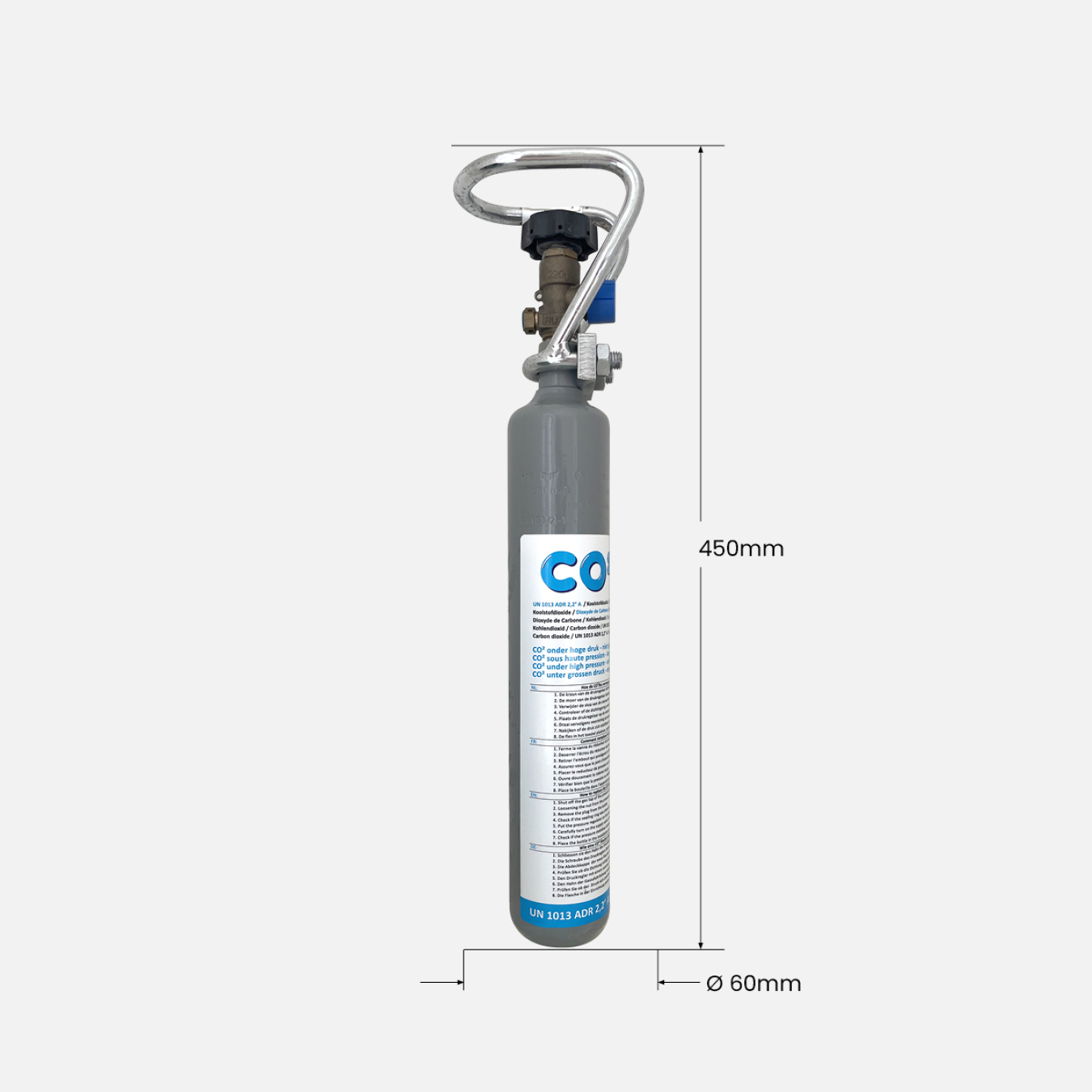 0,5 kg gas CO² aquarium staal