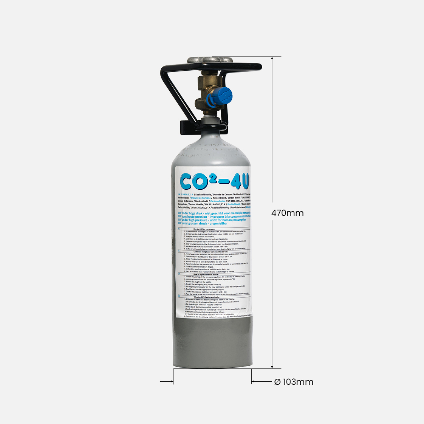 1,5 kg gas CO² aquarium staal