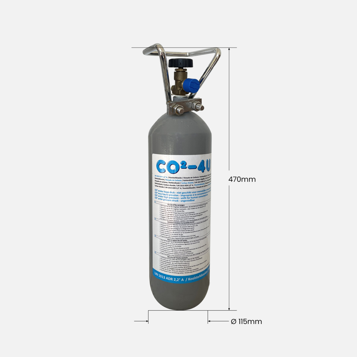 2 kg gas CO² aquarium kort staal