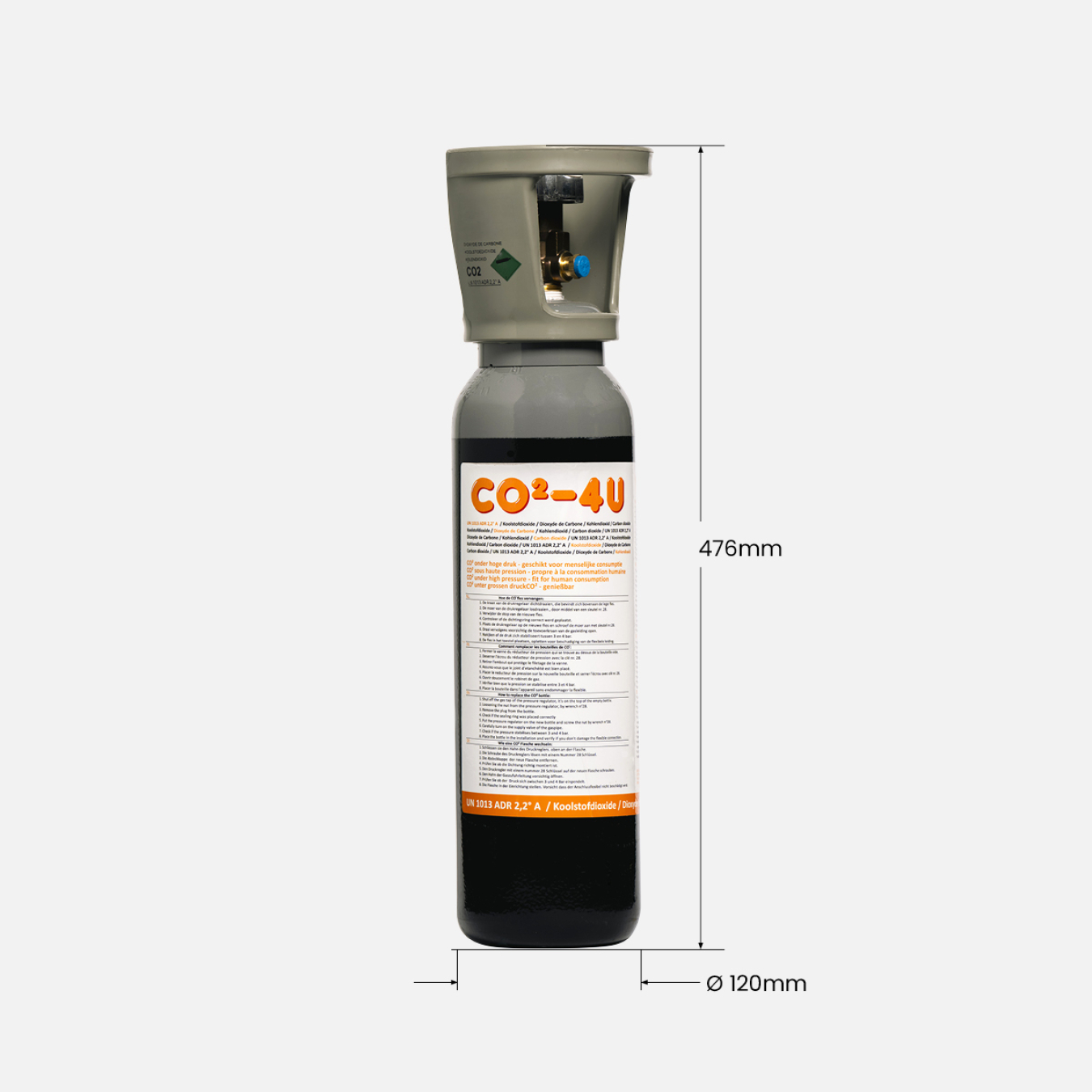 2 kg gas CO² voeding staal kort