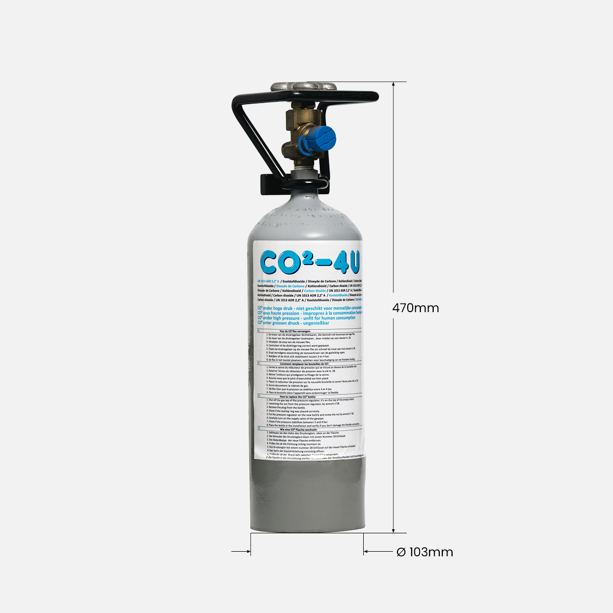 1,5 kg gas CO² aquarium staal