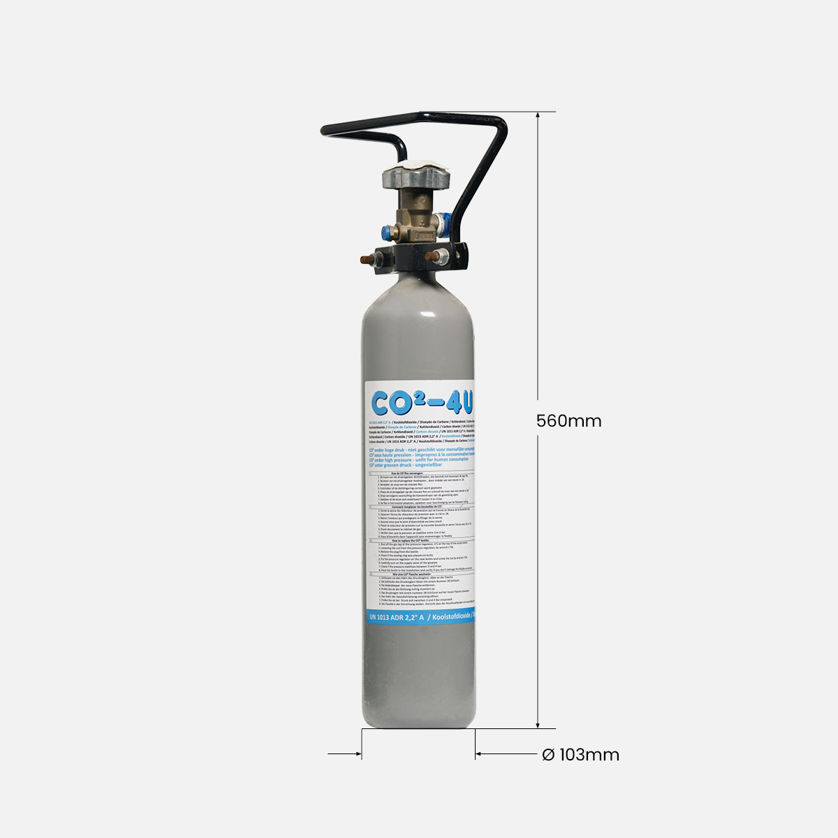 2 kg gas CO² aquarium lang staal