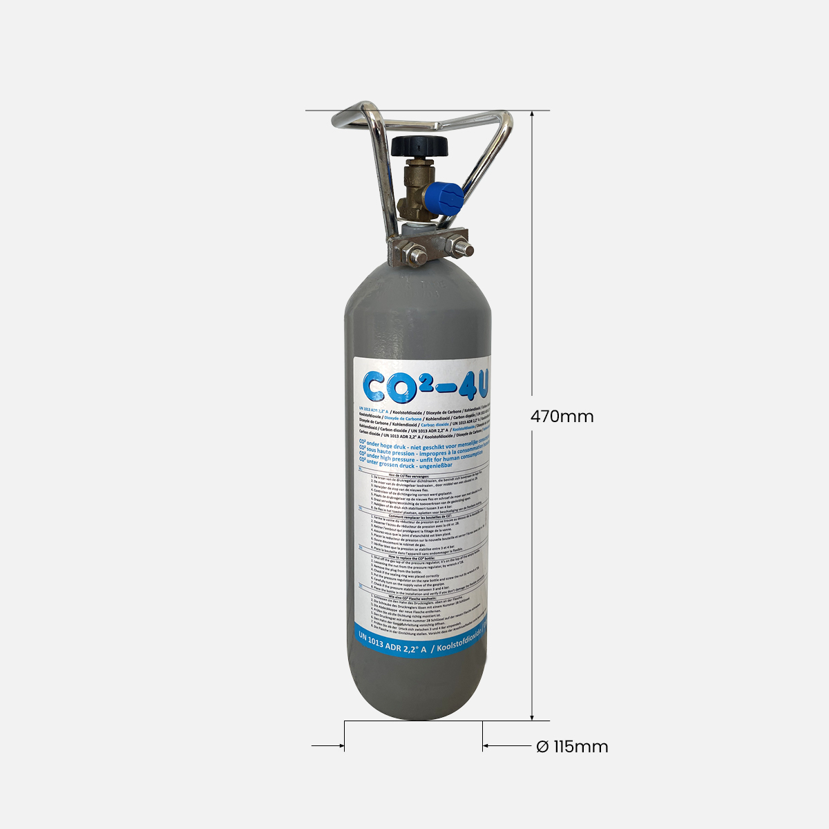 2 kg gas CO² aquarium kort staal